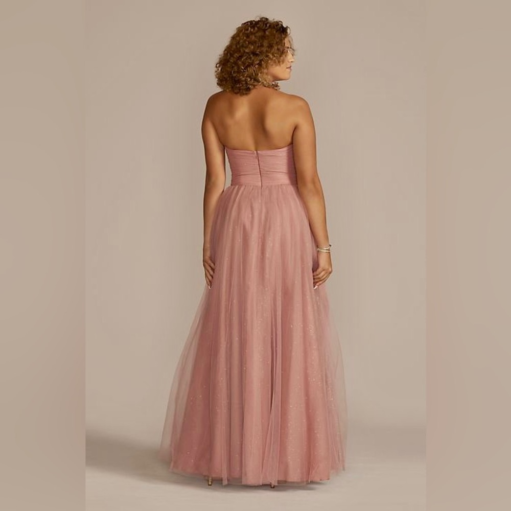 Off The Shoulder Glitter Tulle Ball Gown Prom Dress NWT Removable Straps!! Slit - Picture 2 of 6